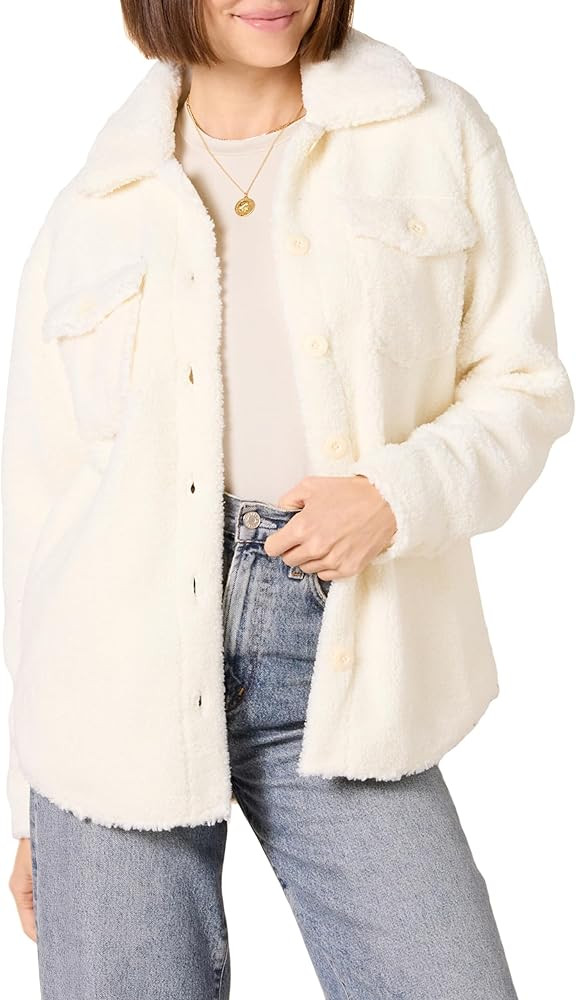 Amazon Essentials Women's Oversized Teddy Sherpa Shirt Jacket (Previously Goodthreads) | Amazon (US)