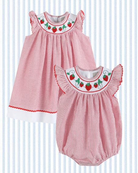Strawberry outfits for little girls! #strawberry #dresses #4thofjuly 