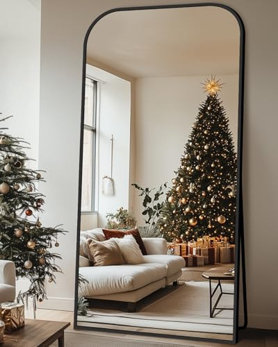 Antok Full Length Mirror, 78"x38" Floor Mirror Freestanding, Arched Floor Standing Large Full Body Mirror with Stand for Bedroom, Hanging Mounted for Living Room, Black | Amazon (US)