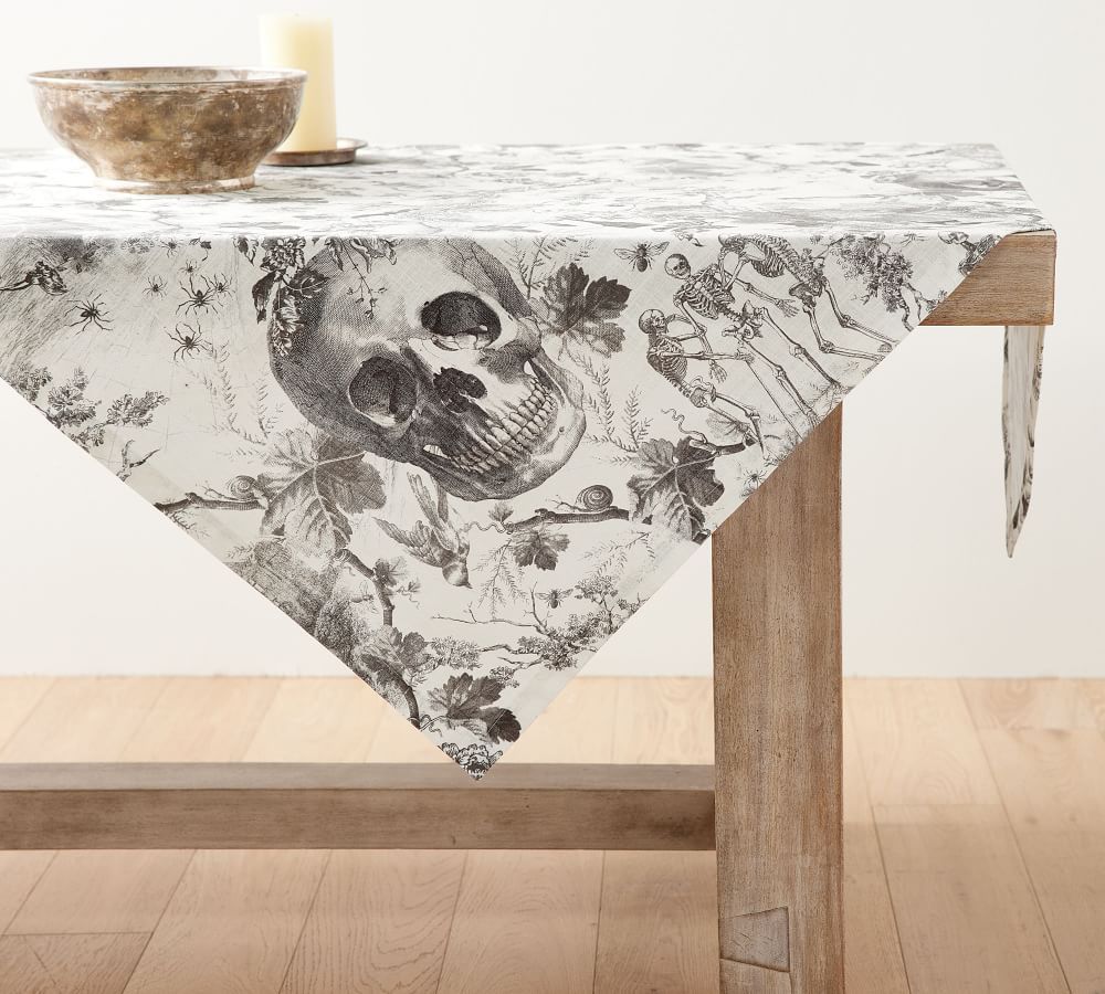 Skull Toile Organic Cotton Table Throw | Pottery Barn (US)