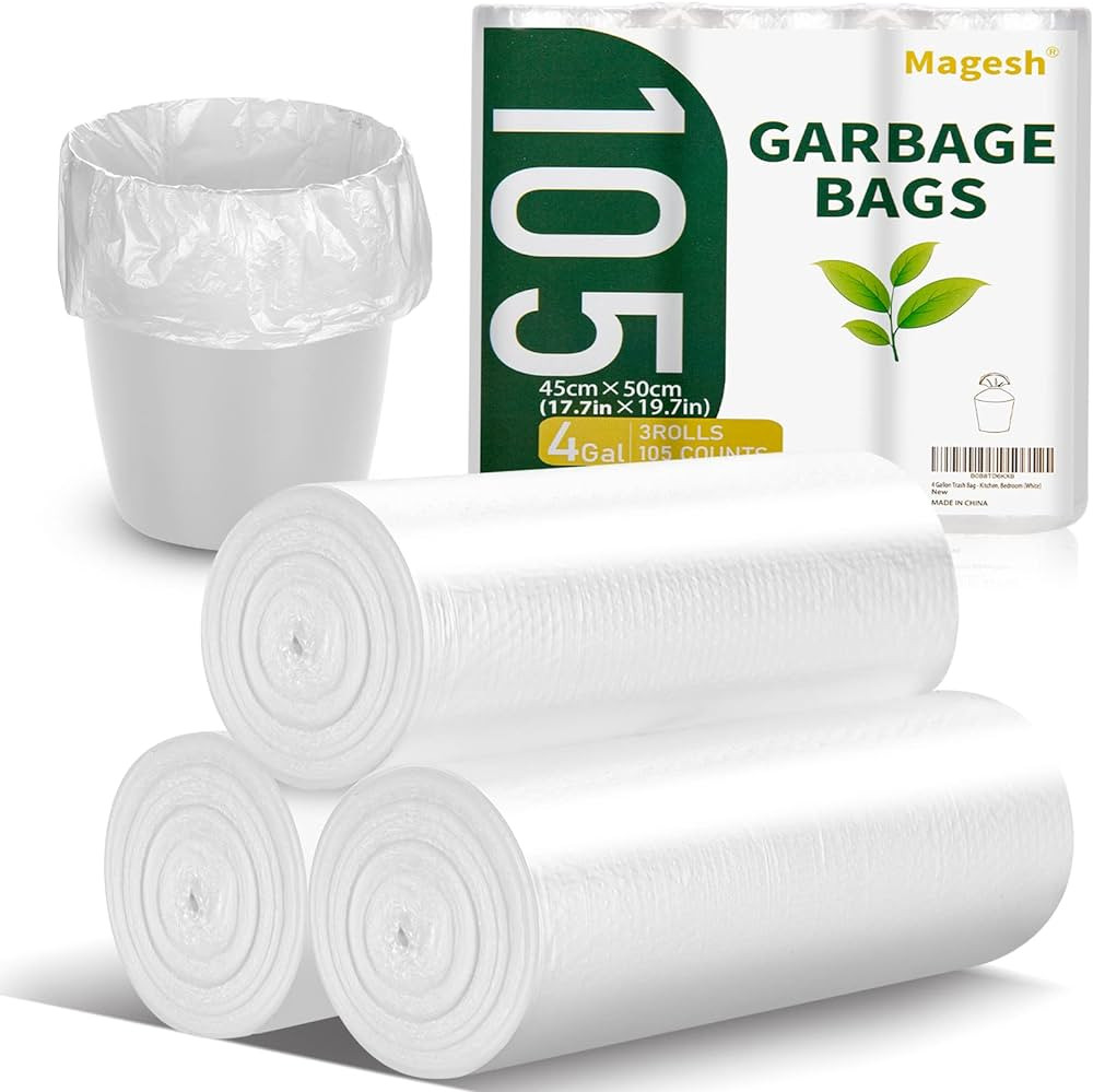 Magesh 4 Gallon Trash Bag Strong, Leakage-Free, Small Garbage Bags Unscented Thick for Bathroom, ... | Amazon (US)