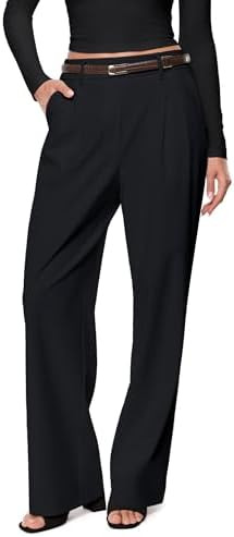 INLYRIC Women's Wide Leg Dress Pants Pull On | High Waisted, Stretchy, Work, Office, Business Cas... | Amazon (US)
