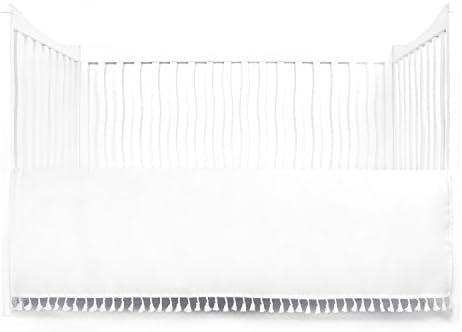 Tadpoles Microfiber Crib Skirt with Tassel, White | Amazon (US)