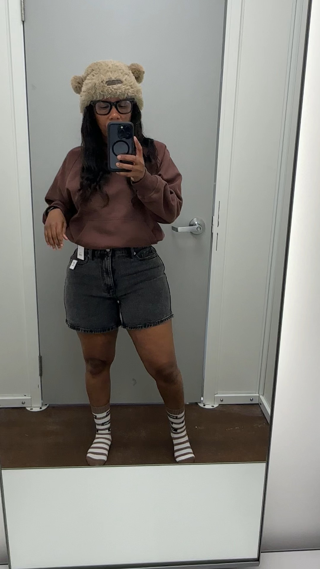 Black wash denim shorts 

#LTKOver40 #LTKPetite #LTKootd