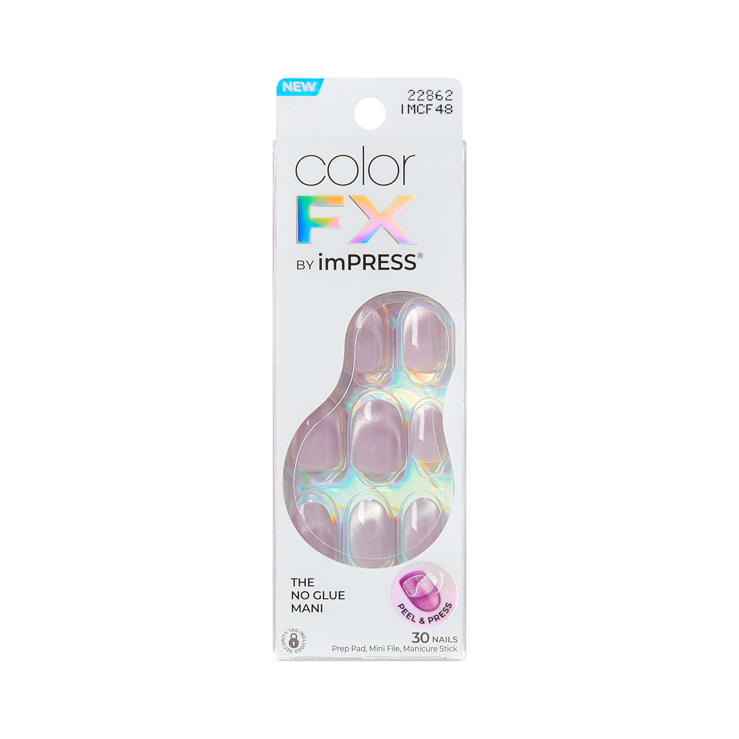 Kiss Impress No Glue Mani Press On Nails, ColorFX, 'Diamond Drip', Pink, Short Size, Oval Shape, ... | Amazon (US)