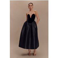 Flora Strapless Velvet Midi Dress - Black I MESHKI I Size XS | MESHKI US