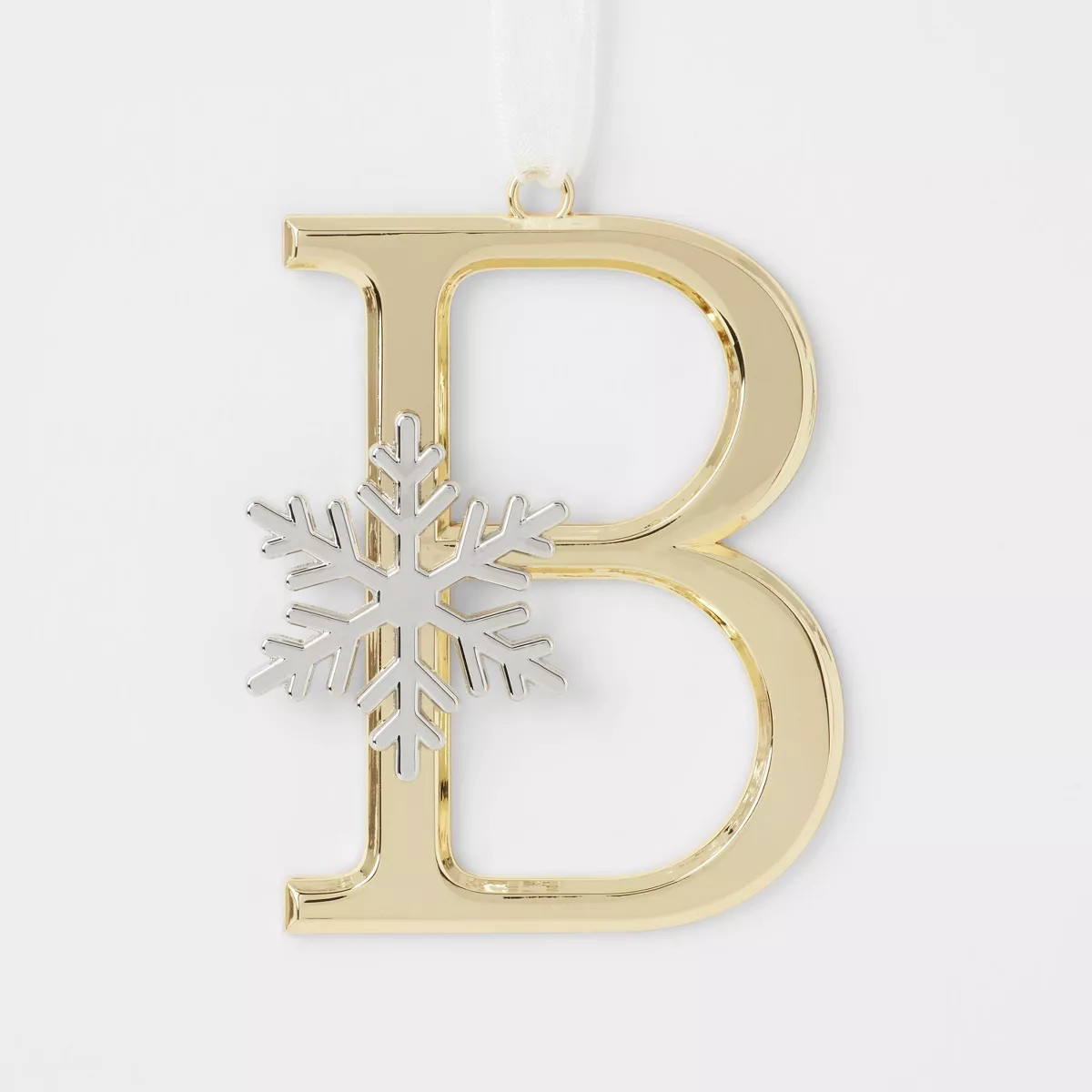 Metal Monogram Letter with Snowflake Christmas Tree Ornament Gold - Wondershop™ | Target