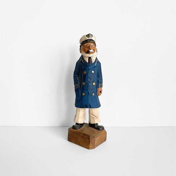Vintage Carved Wood Sea Captain Figure/Statue | Etsy (US)