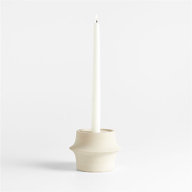Carter Sandstone Taper/Pillar Candle Holder 3.5" + Reviews | Crate & Barrel | Crate & Barrel