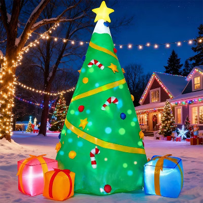 Joyfy 8 FT Tall Christmas Tree Inflatable Decoration, Lighted Christmas Tree with Projection Lights for Xmas Party Indoor Outdoor Yard Garden  Décor | Target