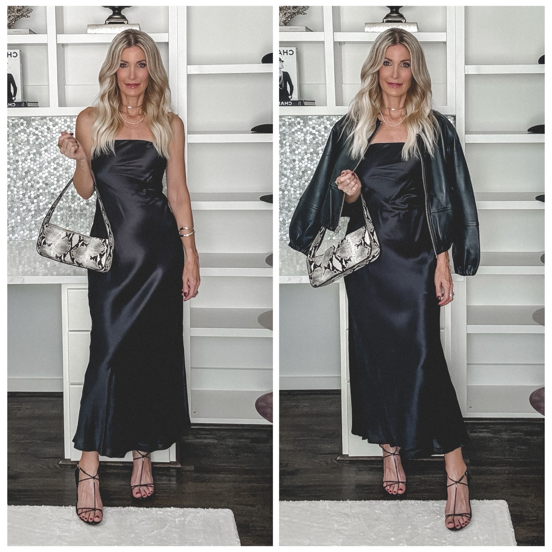 The perfect LBD does exist! This Quince silk midi dress looks effortlessly elegant for date nights, weddings and special occasions, and I love adding a leather jacket for a chic fall layer. I’m wearing an XS in the dress. #LTKOver40 #LTKDateNight #LTKWedding
 

 #LTKWedding