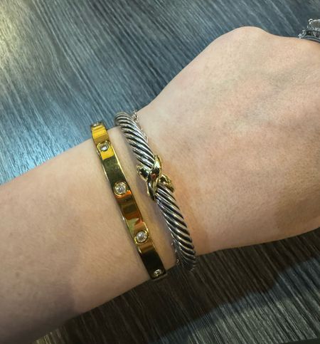 David Yurman cuff bracelet and Cartier Love bracelet Amazon dupes. These are such good look a likes and super affordable!


#LTKGiftGuide #LTKfindsunder50 #LTKstyletip