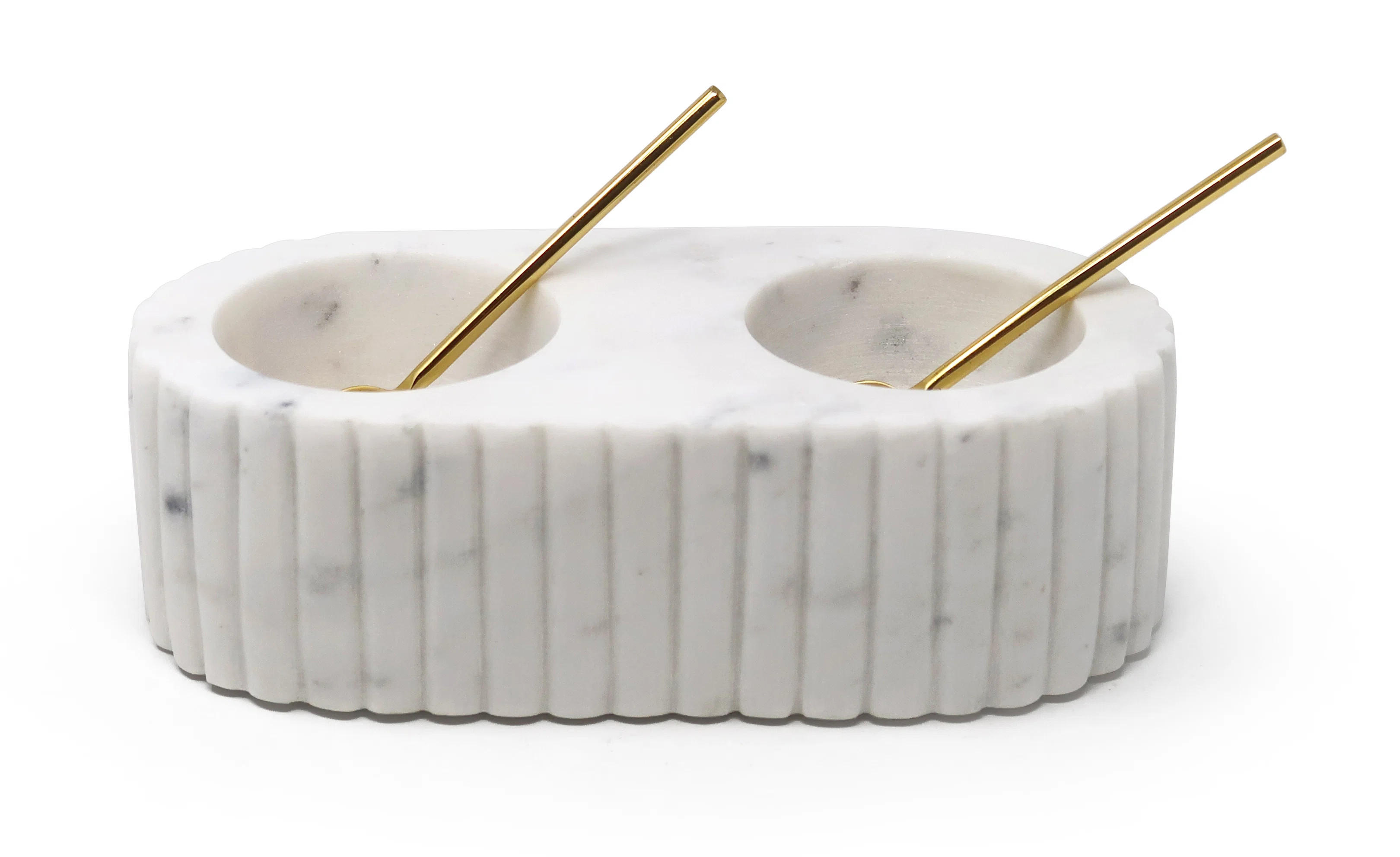 Classic Touch Marble Salt And Pepper Dish With Spoon | Wayfair | Wayfair North America