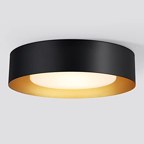 Yasince Modern Black and Gold Flush Mount Ceiling Lights, Minimalist Drum Round Ceiling Lighting,... | Amazon (US)