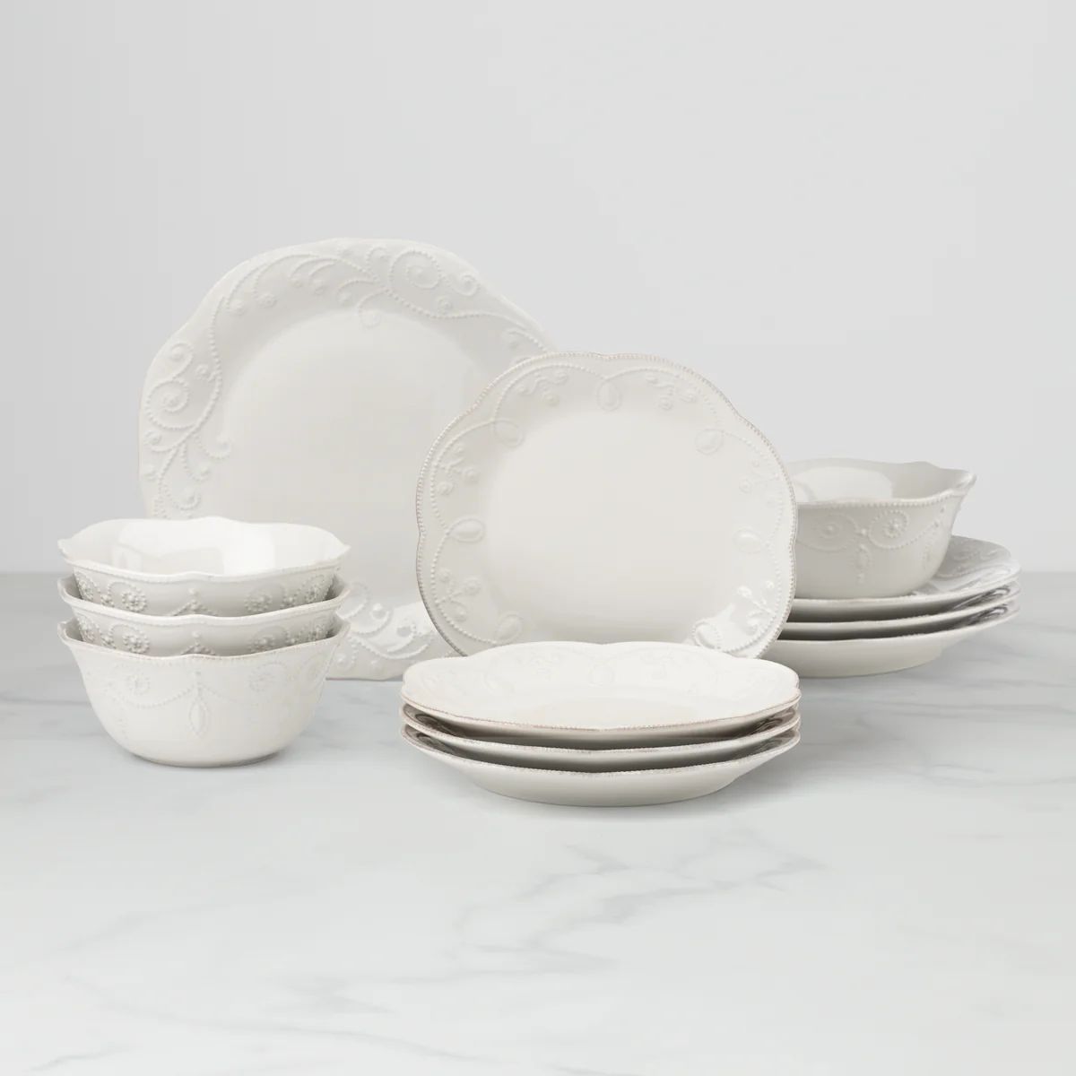 French Perle White 12-Piece Dinnerware Set | Lenox