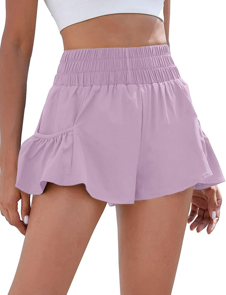 BMJL Womens High Waisted Shorts Athletic Running Shorts Workout Gym Quick Dry Flowy Shorts with P... | Amazon (US)