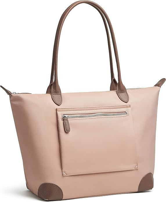 DORIS&JACKY Tote Bag For Women Large Lightweight Leather Nylon Work Shoulder Bag And Foldable Tra... | Amazon (US)