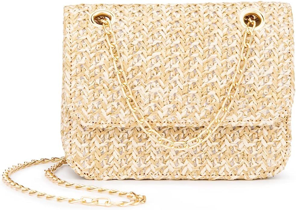 Olivia Miller Women's Fashion Mini Theodore Natural Straw Mini Crossbody Bag w Convertible Strap ... | Amazon (US)