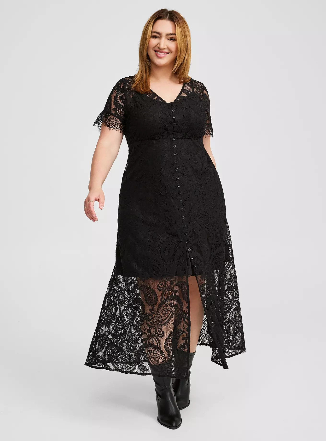 Maxi Lace Button Front A-Line Dress | Torrid (US & Canada)