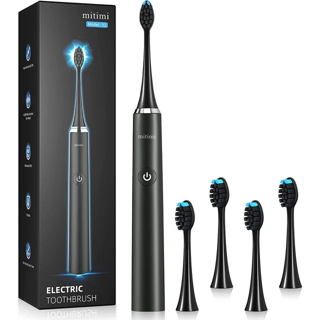 Mitimi S2 Sonic Electric Toothbrush for Adults & Kids, 5 Brush Heads, 5 Modes, Smart Timer, Water... | Walmart (US)