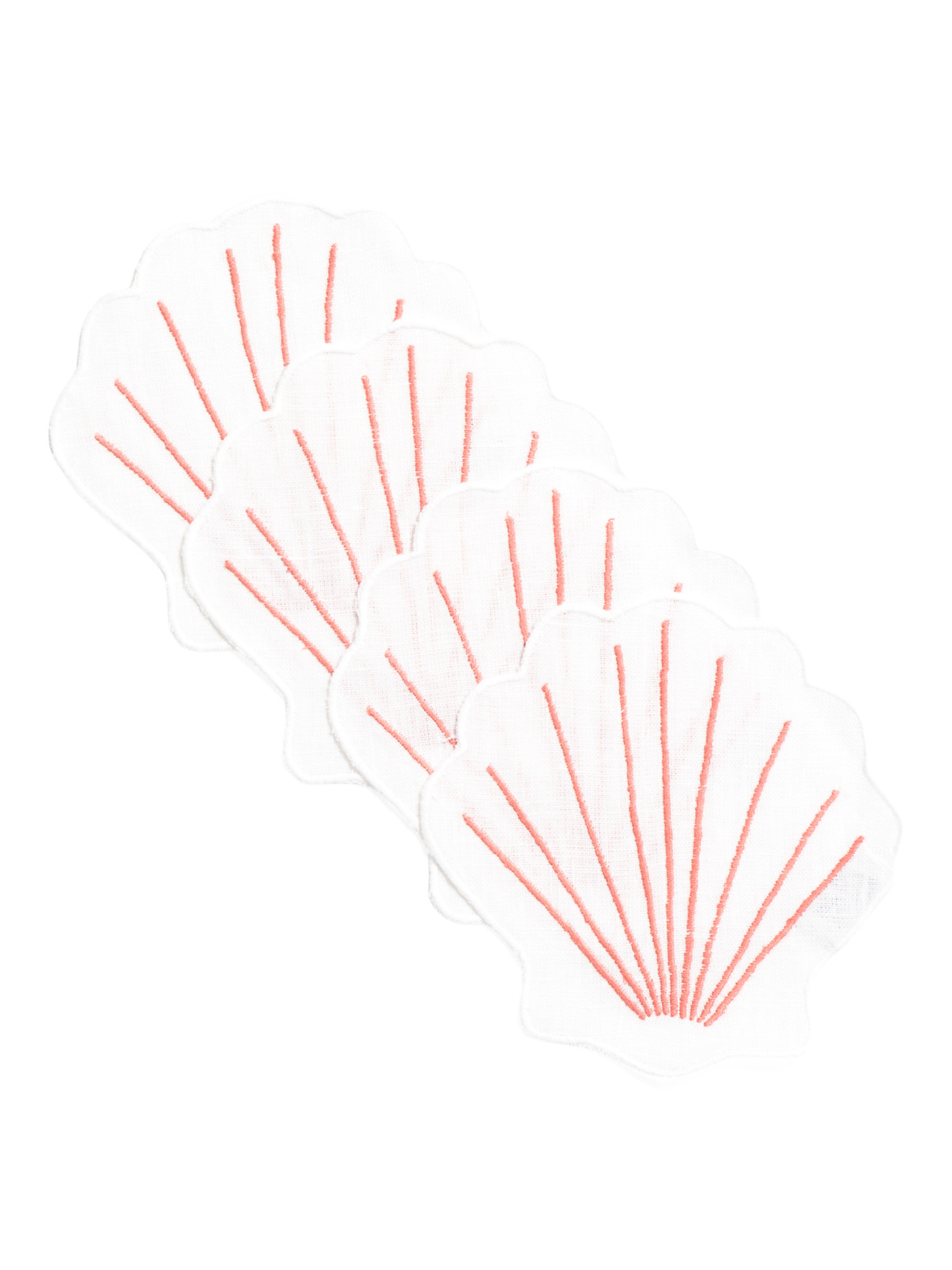 Set Of 4 Coral Coquilles Cocktail Napkins | TJ Maxx
