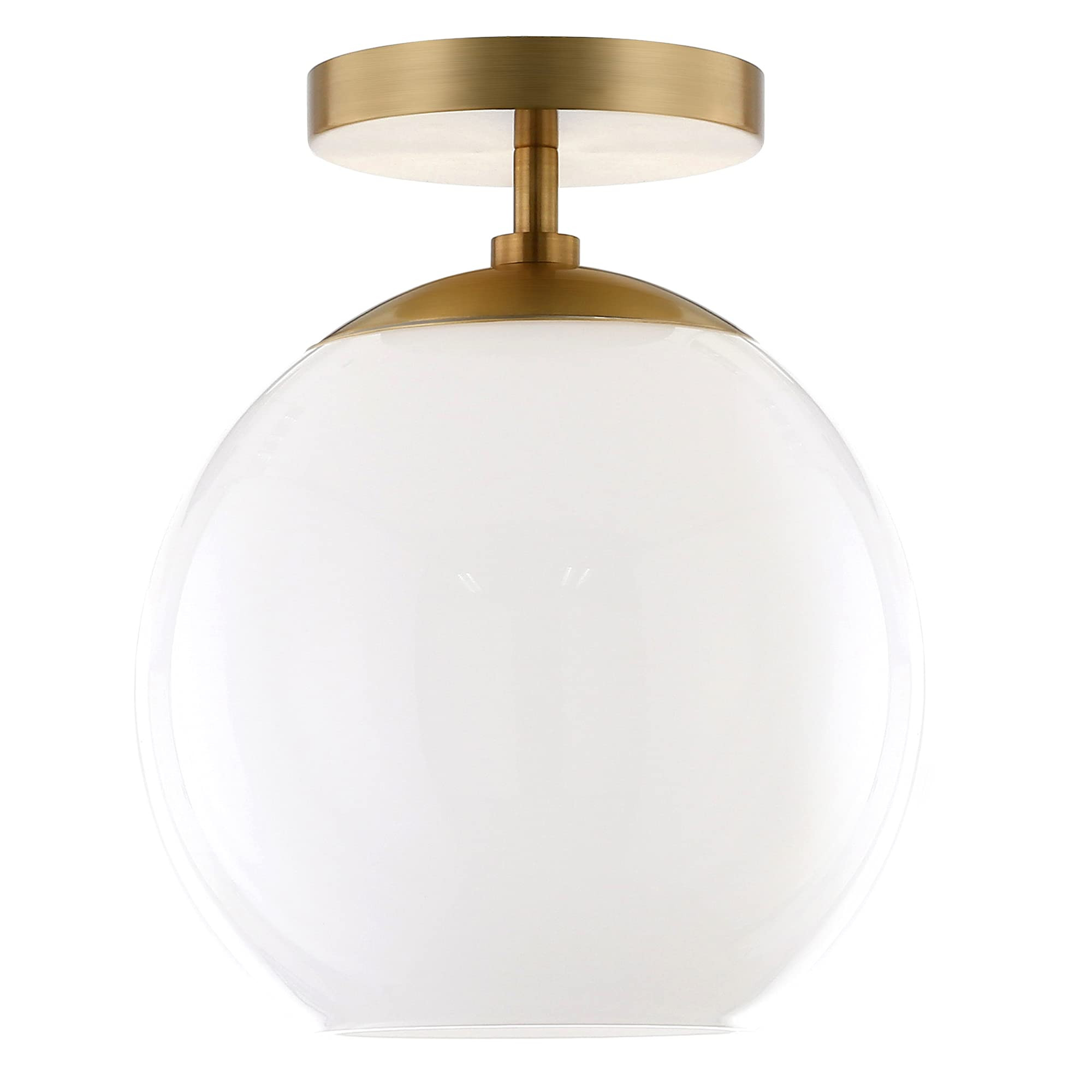 Bartlett 9" Wide Semi Flush Mount with Glass Shade in Brass/White Milk | Amazon (US)