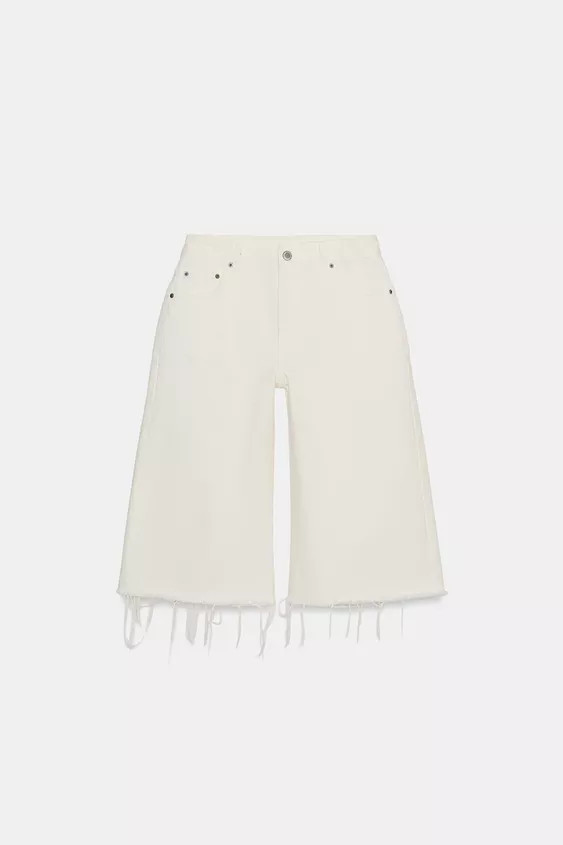 ZW COLLECTION FRAYED DENIM SHORTS | Zara US