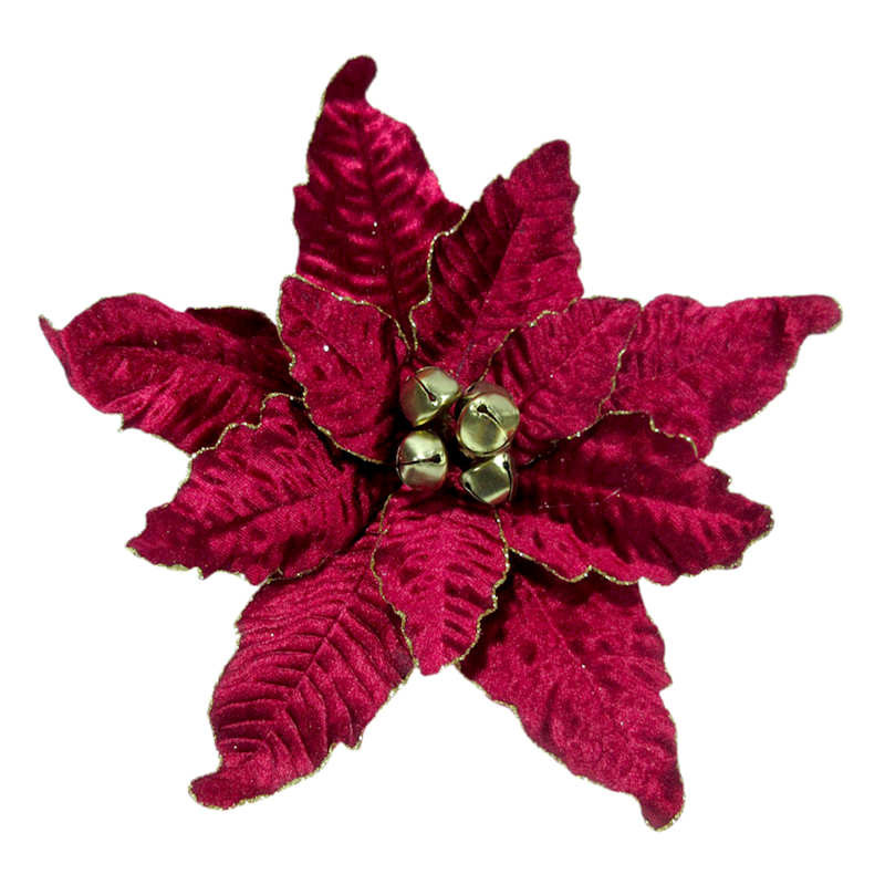 Burgundy Flower Clip Ornament, 10" | At Home