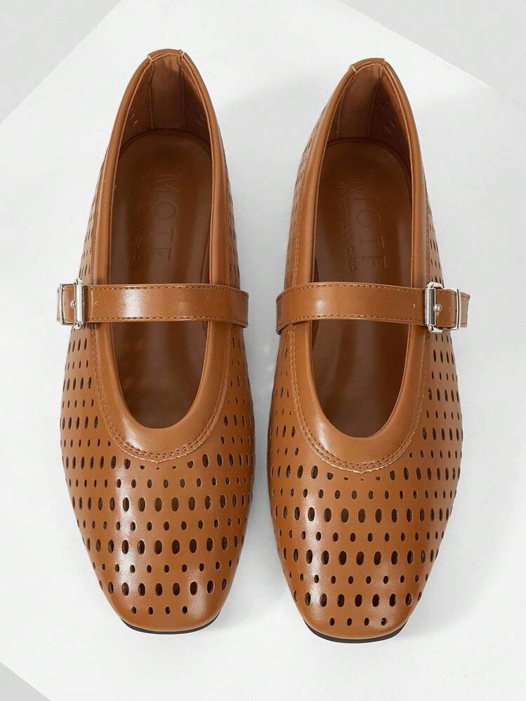MOTF PREMIUM HOLLOW OUT PU LEATHER FLATS | SHEIN