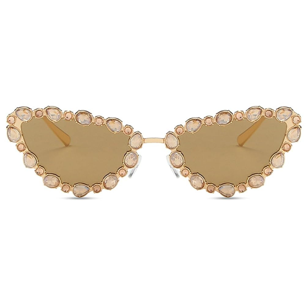 Full Crystal Shiny Cat Eye Sunglasses For Women Vintage Fashion Luxury Rhinestone Sun Glasses Fem... | Amazon (US)