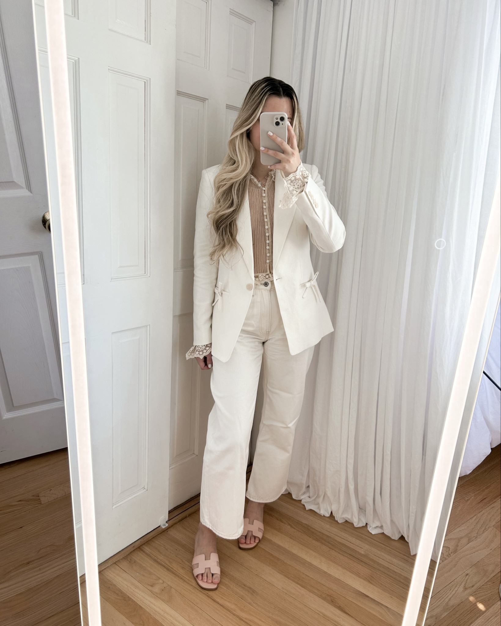 Not sure what I think of this outfit anymore, wearing a size XS in the blazer and sheer top underneath! 

#LTKshoecrush #LTKfindsunder100 #LTKtravel