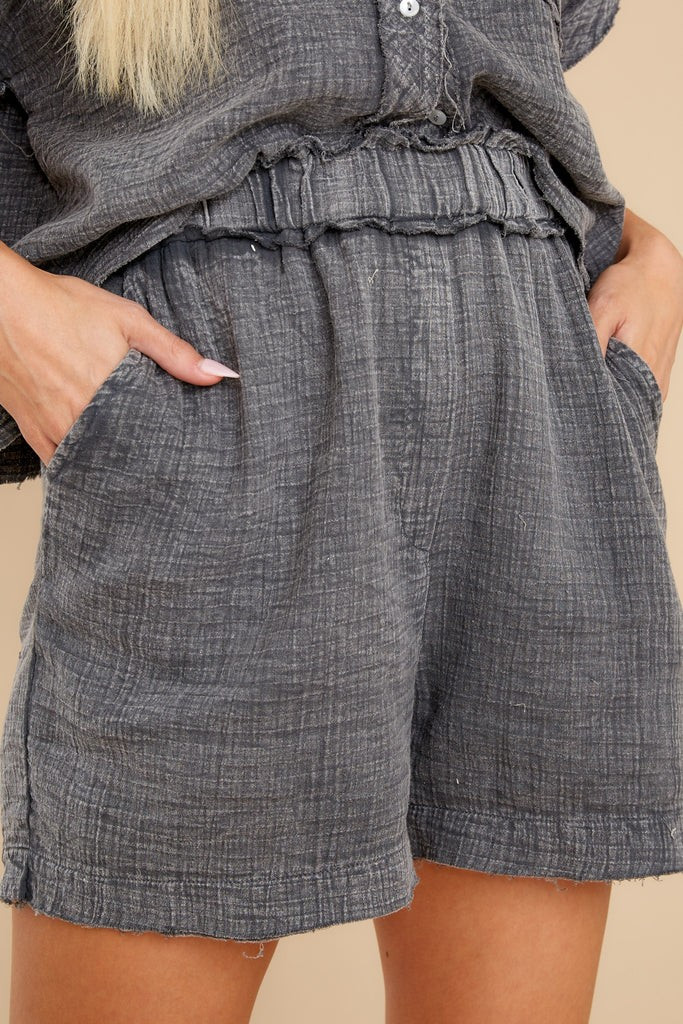 Leave Your Mark Charcoal Shorts | Red Dress 