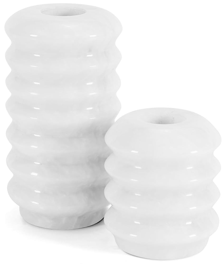 Marble Candle Holder 5 Inch Handmade White Stone Candlestick Holders for Pillar Candles - Ideal T... | Amazon (US)
