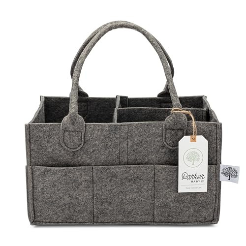 Parker Baby Diaper Caddy - Nursery Storage Bin and Car Organizer for Diapers and Baby Wipes - Charcoal, Regular | Amazon (US)