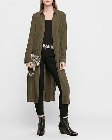 Textured Button Front Duster | Express