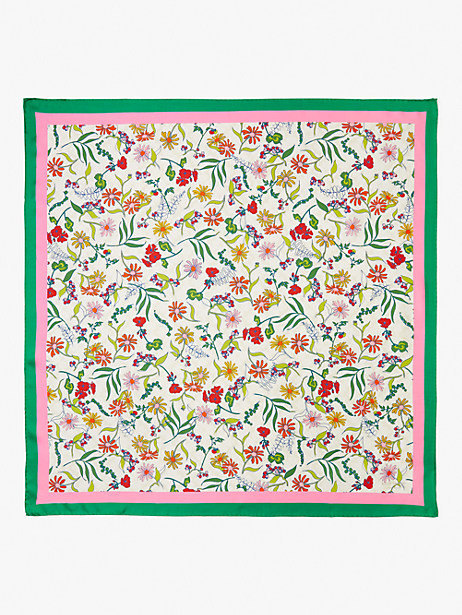 Kate Spade Rooftop Floral Spade Flower Silk Square, Parchment | Kate Spade (US)