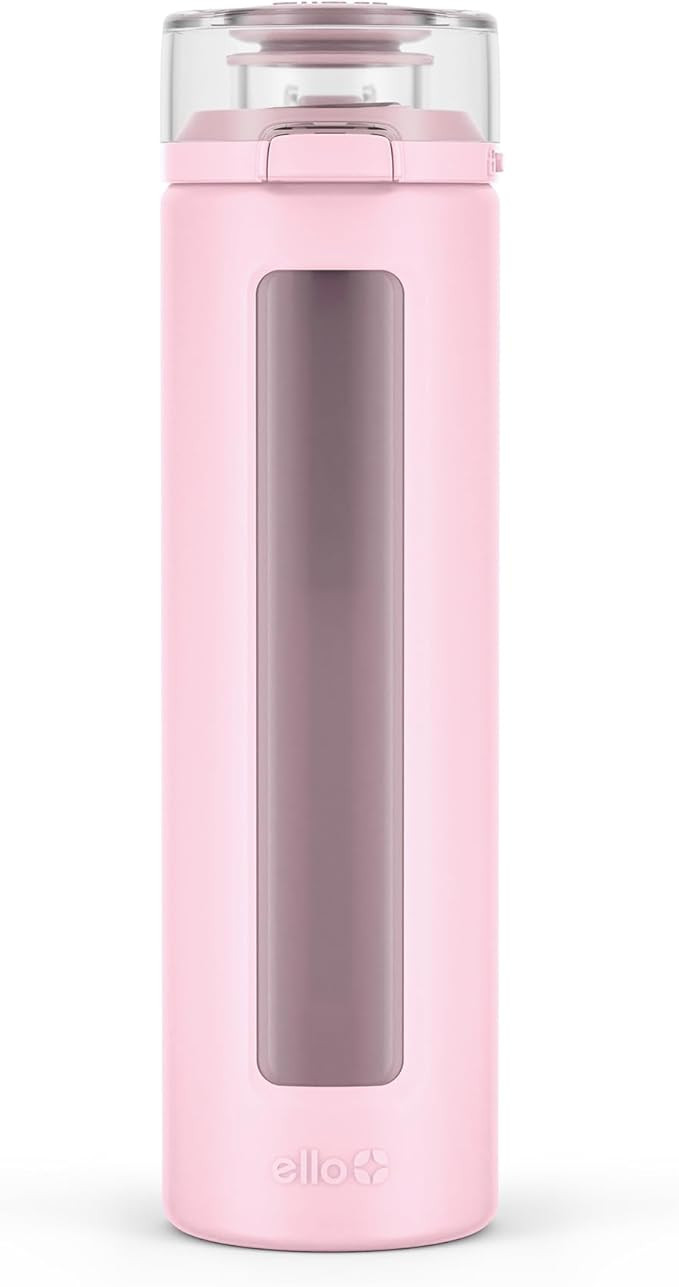 Ello Syndicate 20oz Reusable Glass Water Bottle with One-Touch Leak Proof Flip Lid, Protective No... | Amazon (US)