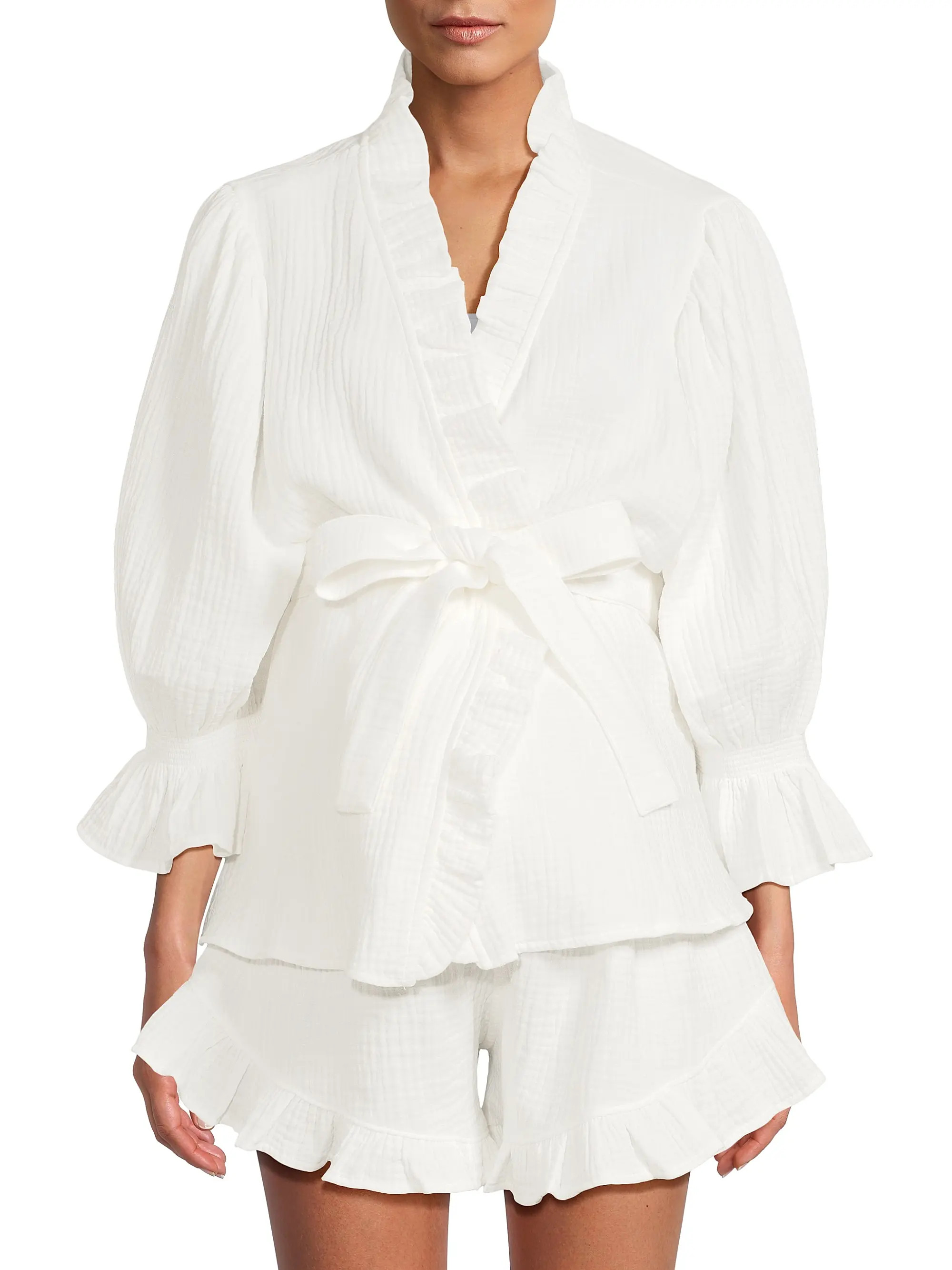 Ruffled Muslin Robe Pajamas Set | Saks Fifth Avenue