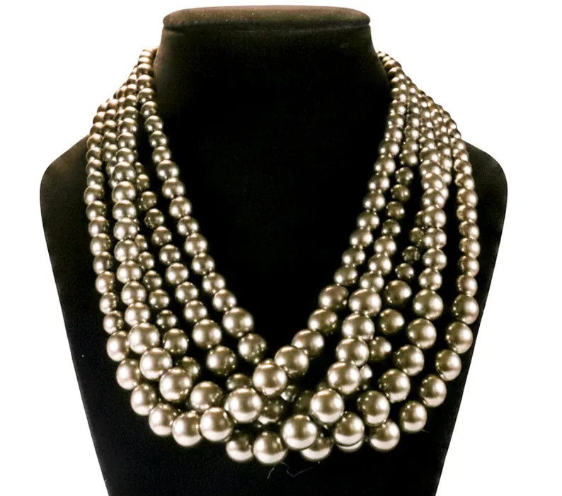 Lia Sophia 5 Strand Champagne Faux Pearl  Layered  Beads Statement Necklace | Etsy (Global)