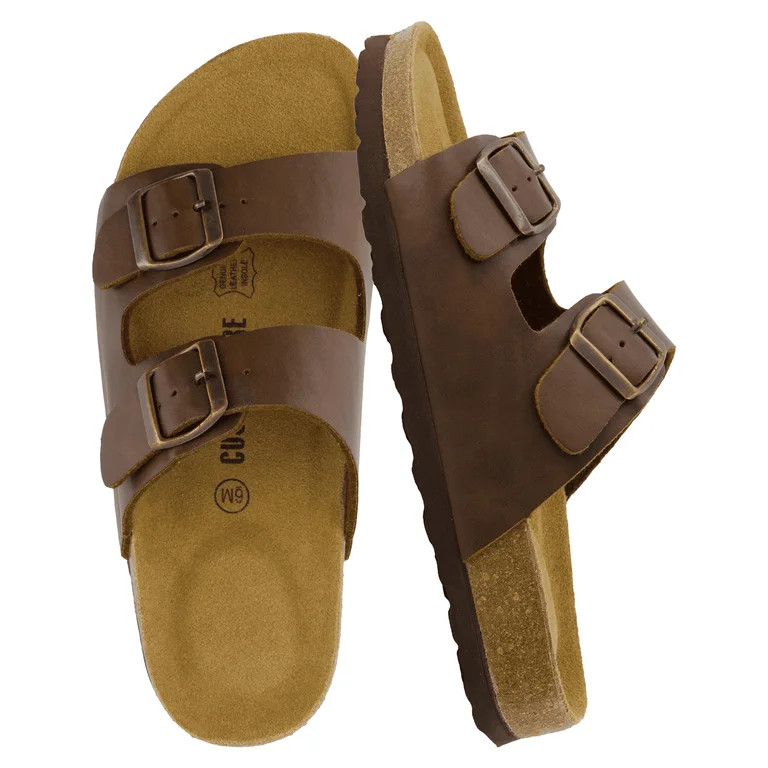 Cushionaire Lane Cork Footbed Sandals for Women \u2013 Comfortable Double Buckle Slip-On with Gen... | Walmart (US)