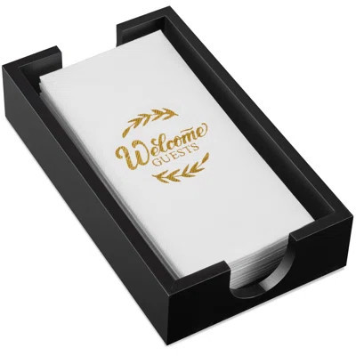 Napkin Holder For Bathroom, Wooden Guest Towel Holder Tray For Bathroom, Disposable Paper Hand Towel Holder For Bathroom Accessories, Black | Wayfair North America