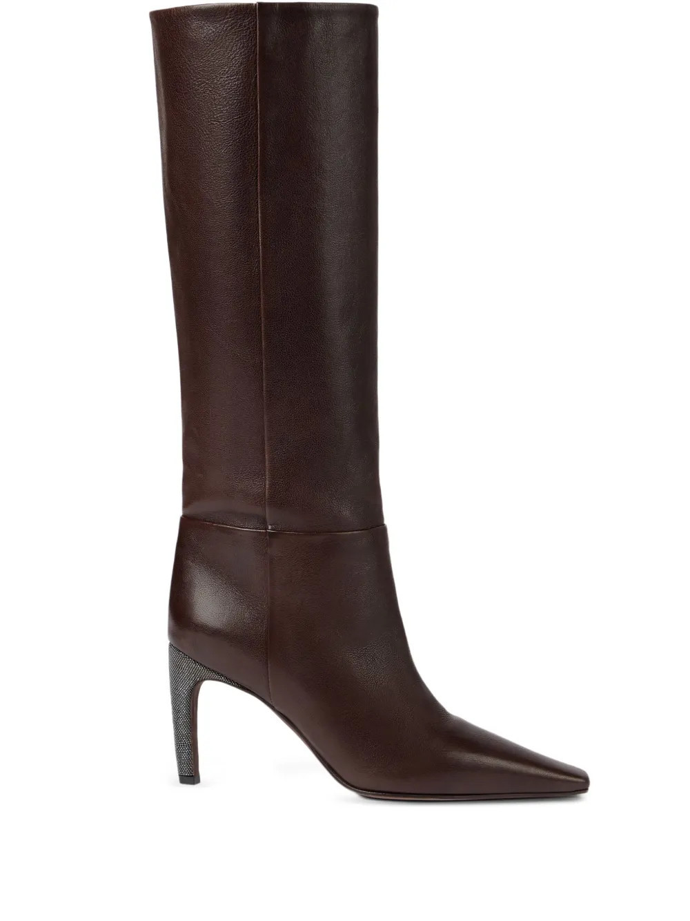 Brunello Cucinelli 80mm pointed heel leather boots - Brown | Farfetch Global