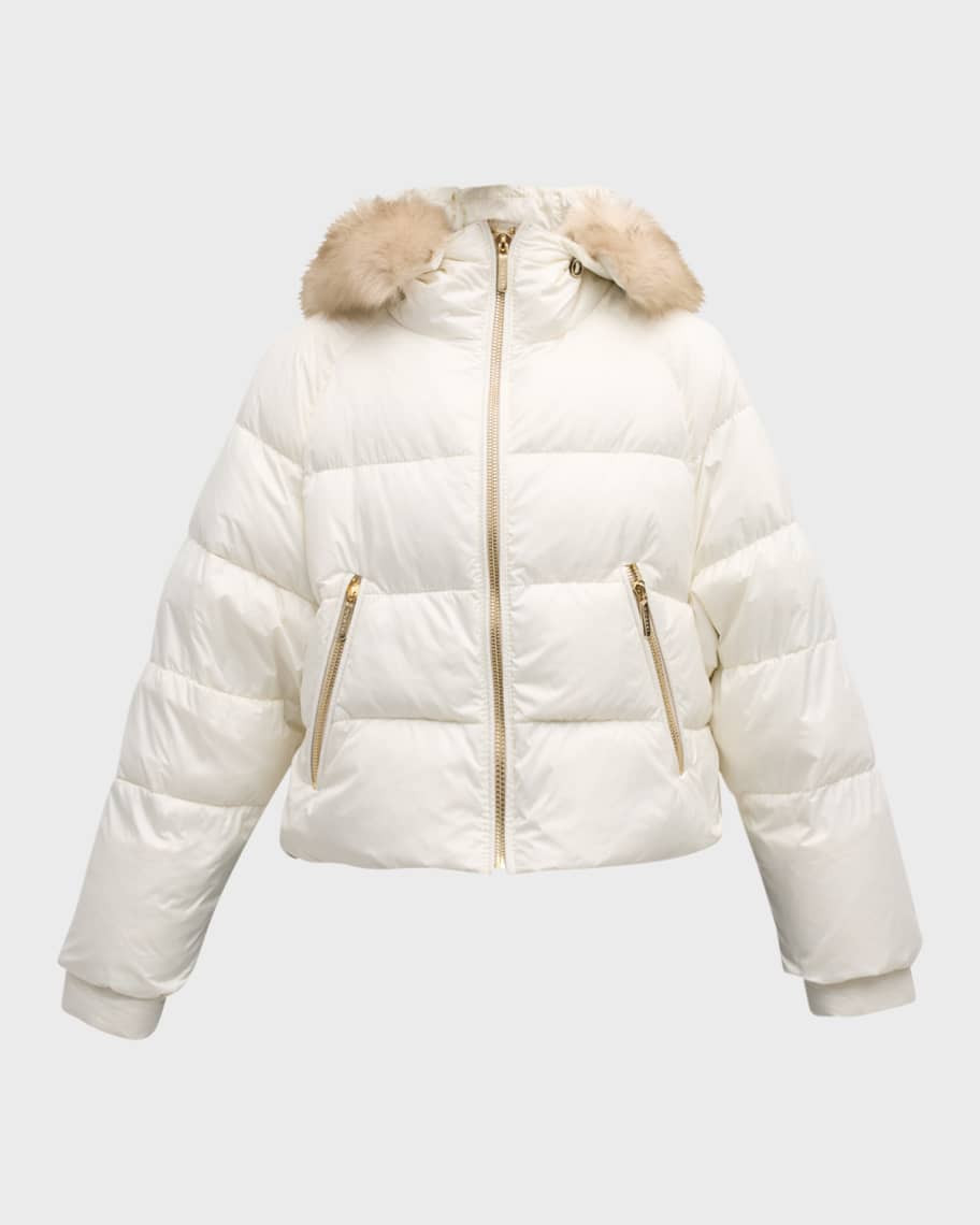 Gorski Apres-Ski Crop Puffer Jacket With Detachable Toscana Lamb Shearling Hood Trim | Neiman Marcus