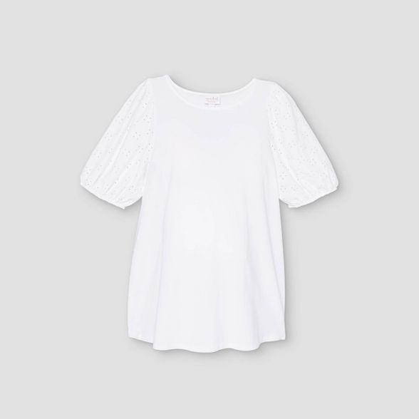Eyelet Short Sleeve Knit Maternity Blouse - Isabel Maternity by Ingrid & Isabel™ | Target