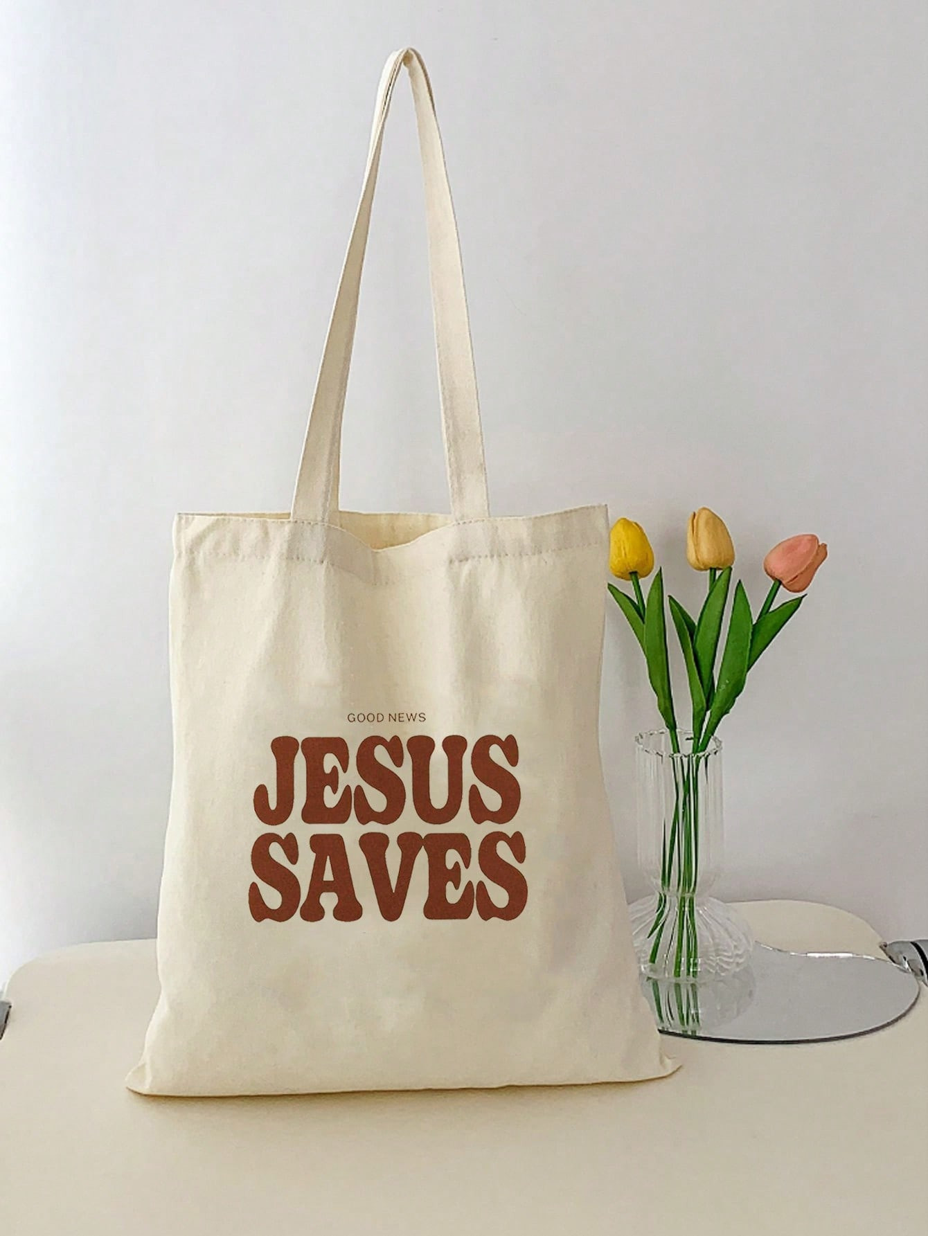 1pc Christian Tote Bag, Canvas Shopping Bag, Portable Shoulder Bag, Christian Gifts  Soft Inspira... | SHEIN