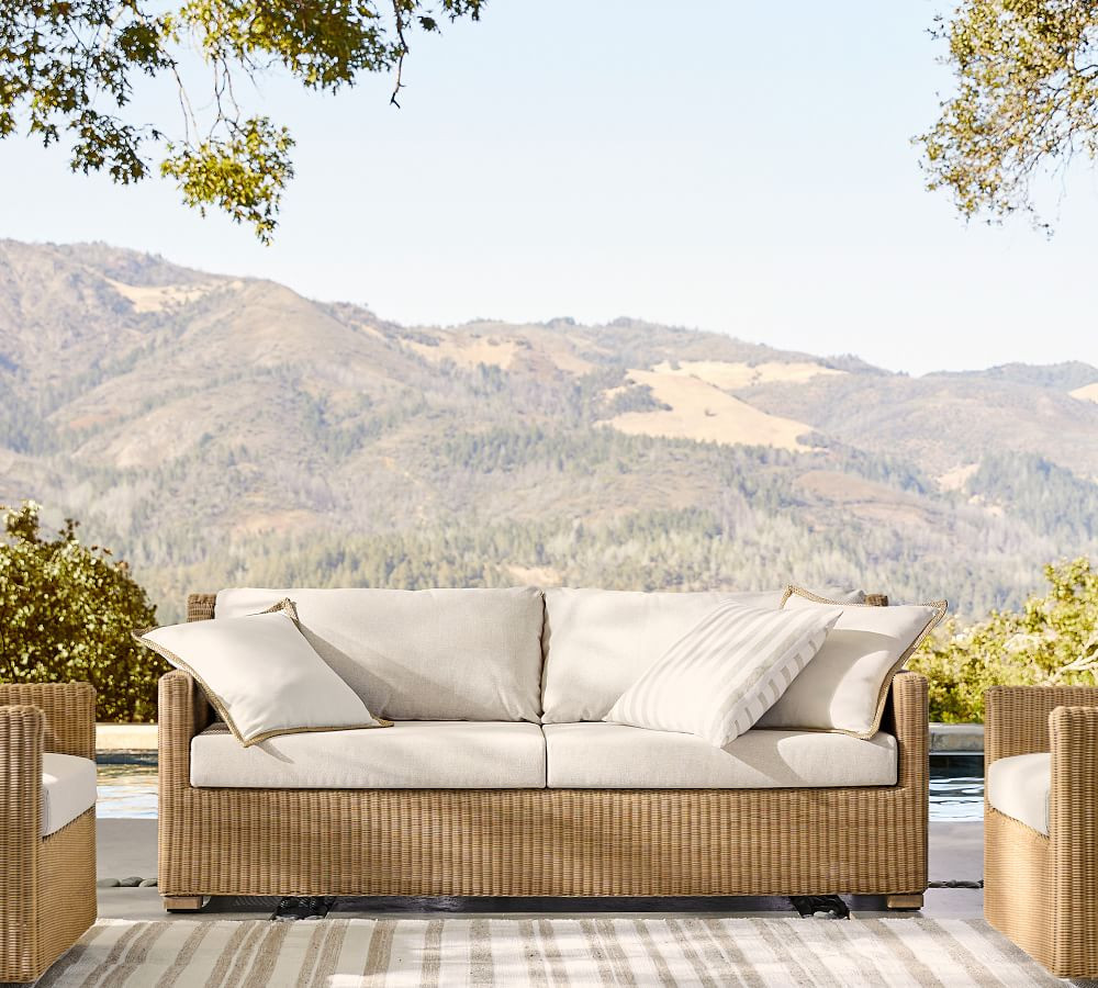 Hampton All-Weather Wicker 78" Sofa | Pottery Barn (US)