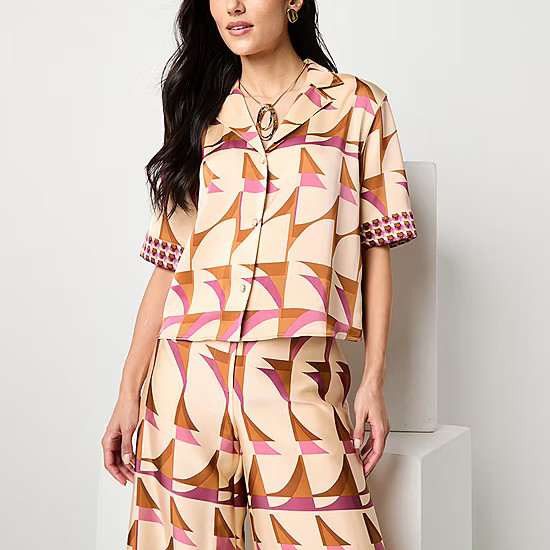 new!Worthington Womens Short Sleeve Camp Shirt | JCPenney