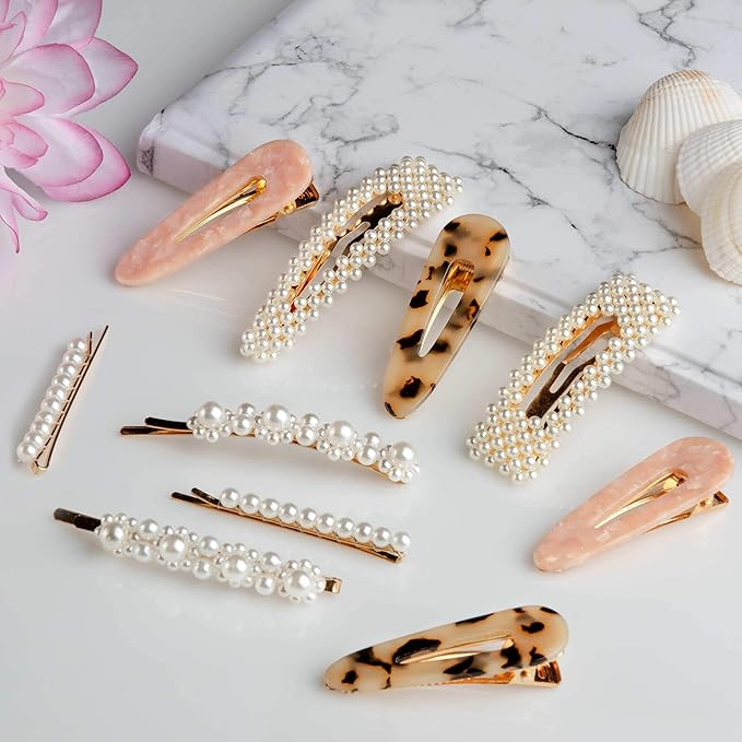 10PCS Matching Hair Barrettes For Women - Hair Accessories For Women - Pearl Hair Clip - Acrylic ... | Amazon (US)