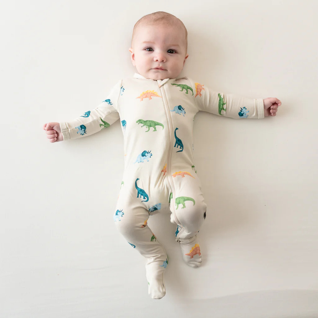 Zippered Footie in Ecru Roar | Kyte BABY