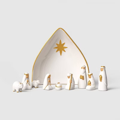 10pc Ceramic Nativity Set Christmas White - Threshold™ | Target